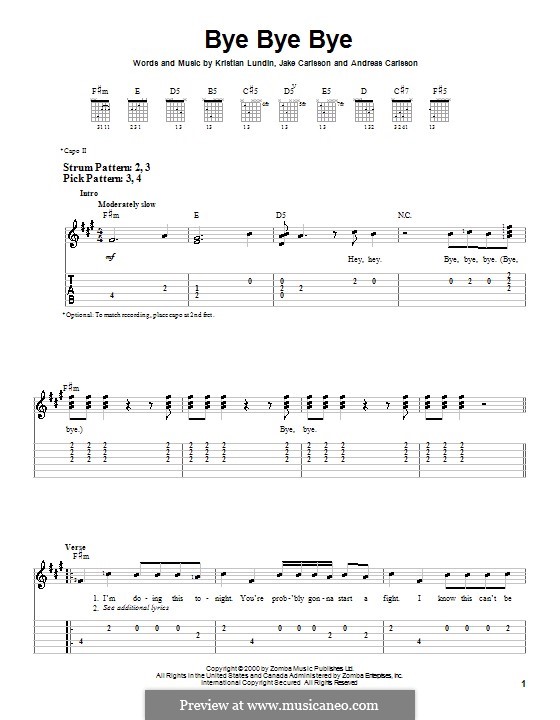 Bye Bye Bye (N Sync): For guitar (very easy version) by Andreas Carlsson, Jake Carlsson, Kristian Lundin