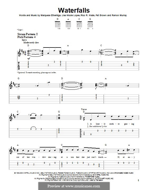 Waterfalls (TLC) By L.N. Lopes, M. Etheridge, P. Brown, R. Murray, R.R. Wade On MusicaNeo