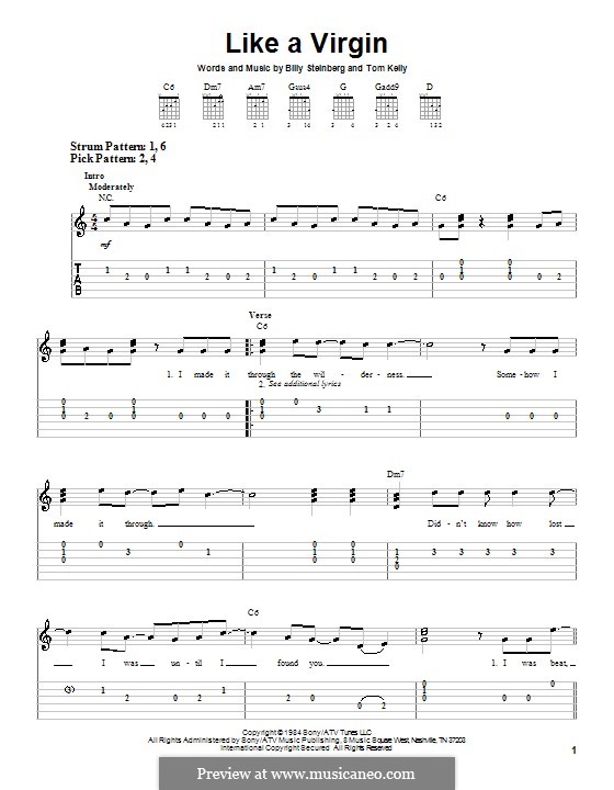 Like a Virgin (Madonna): For guitar (very easy version) by Billy Steinberg, Tom Kelly