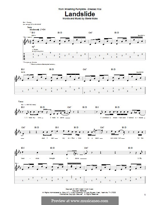 Landslide (Fleetwood Mac): For guitar with tab by Stevie Nicks