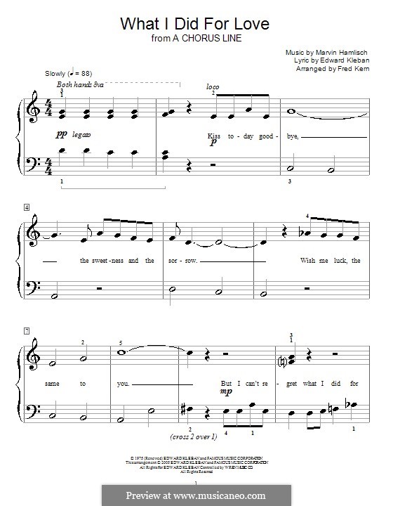 What I Did for Love (Priscilla Lopez): For piano by Marvin Hamlisch
