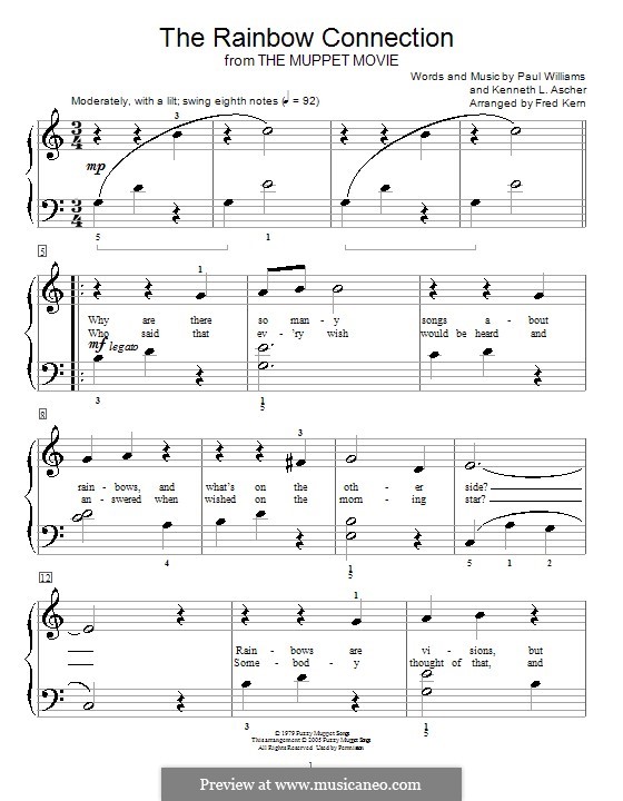 The Rainbow Connection (Kermit the Frog): For easy piano by Paul H. Williams, Kenneth L. Ascher