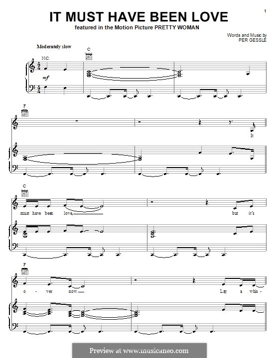 It Must Have Been Love (Roxette) by Gessle sheet music on
