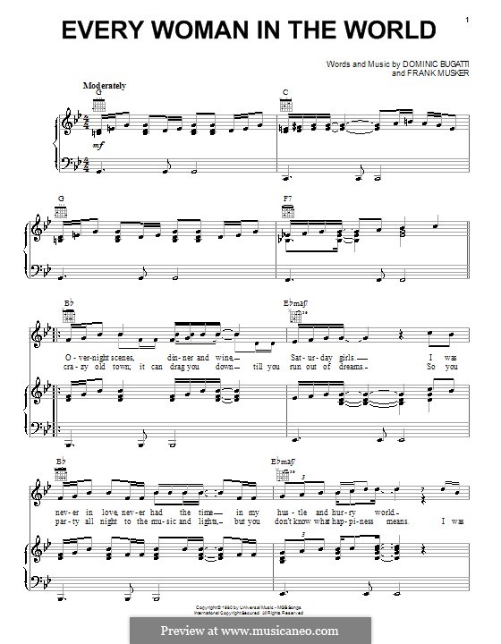 Every Woman in the World (Air Supply): For voice and piano (or guitar) by Dominic Bugatti, Frank Musker