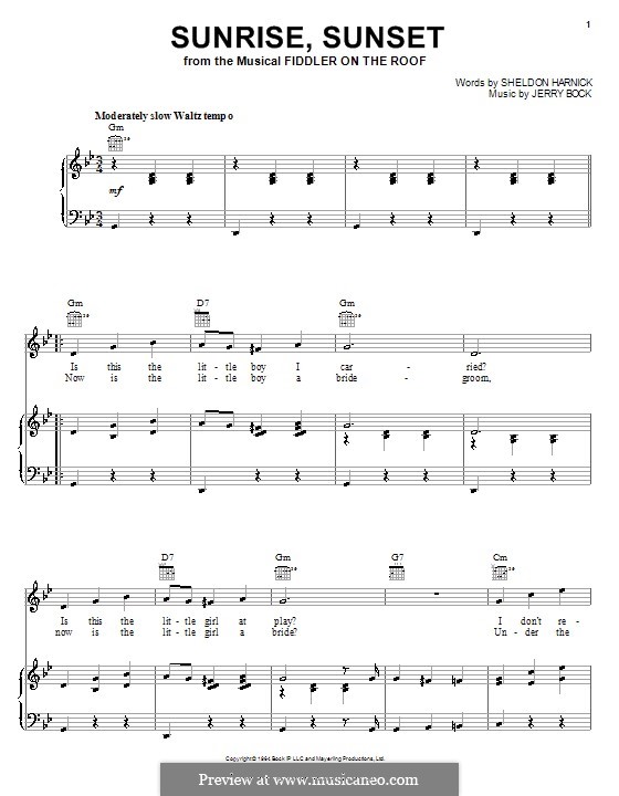 Sunrise, Sunset (from Fiddler on the Roof) by J. Bock on MusicaNeo
