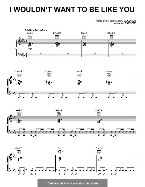I Wouldn't Want To Be Like You (Alan Parsons Project) By A. Parsons, E. Woolfson On Musicaneo