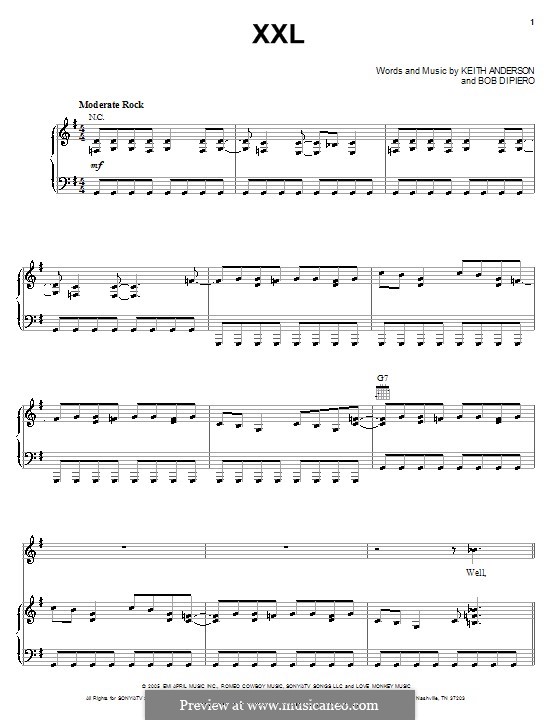 XXL (Double X-L): For voice and piano (or guitar) by Bob DiPiero