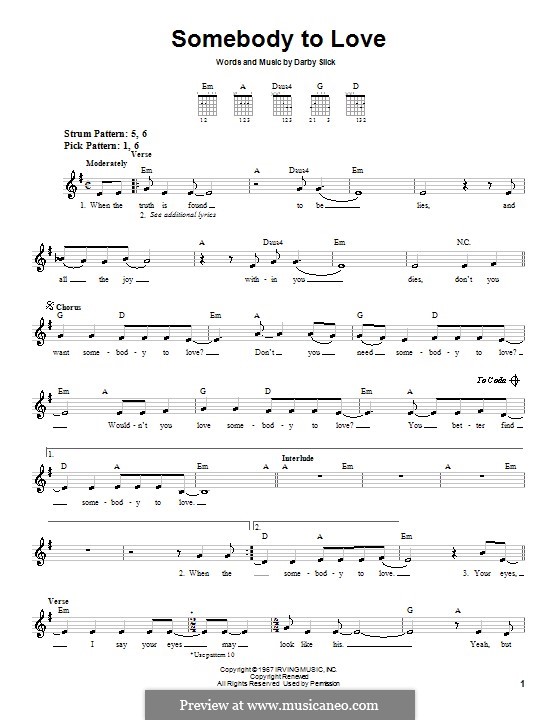 Somebody To Love Jefferson Airplane By D Slick On Musicaneo