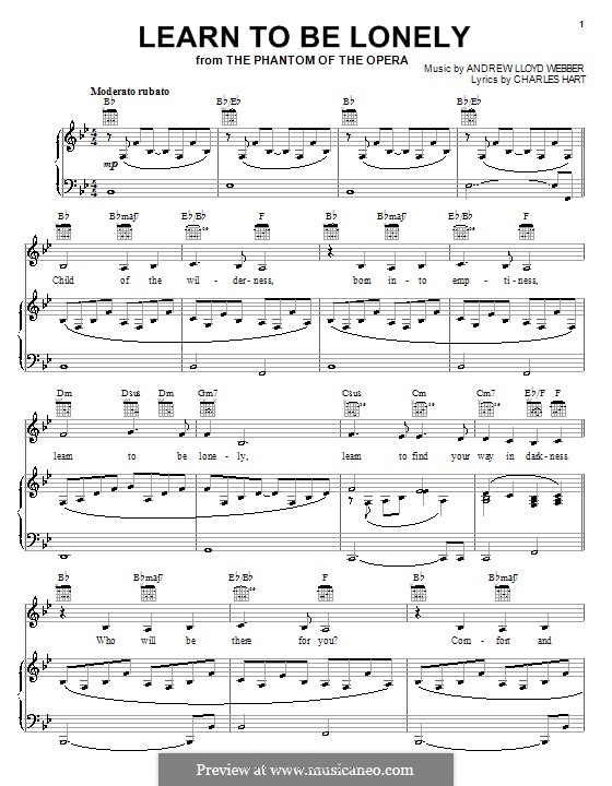 Learn to be Lonely: For voice and piano (or guitar) by Andrew Lloyd Webber