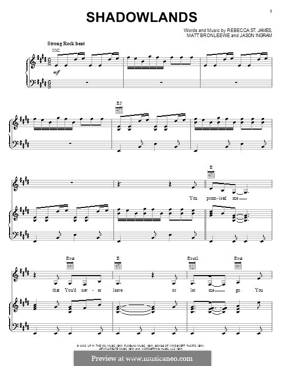 Shadowlands: For voice and piano (or guitar) by Jason David Ingram, Matt Bronleewe