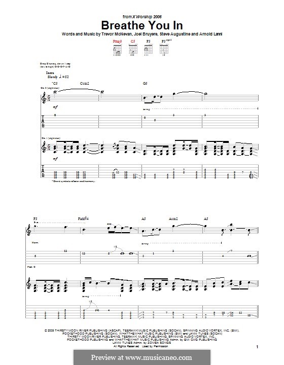 Breathe You in (Thousand Foot Krutch): For guitar with tab by Arnold Lanni, Joel Bruyere, Steve Augustine, Trevor McNevan