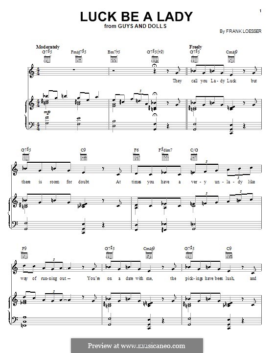 Luck, Be a Lady (from Guys and Dolls) by F. Loesser on MusicaNeo