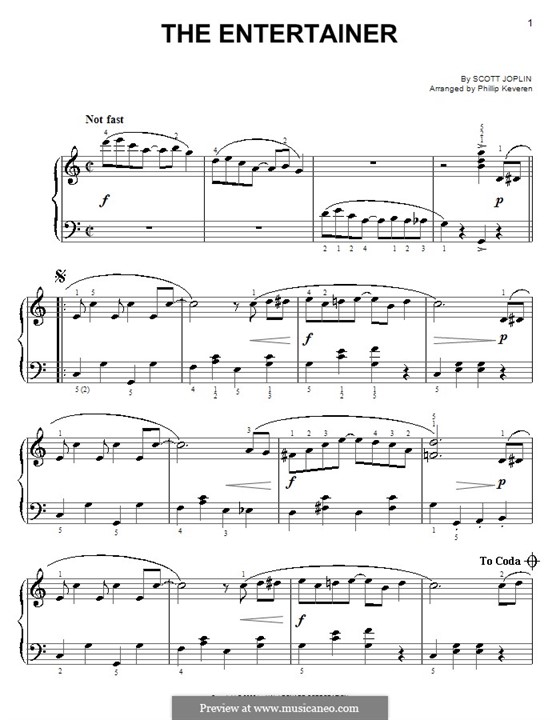 The Entertainer, for Piano: Easy version by Scott Joplin