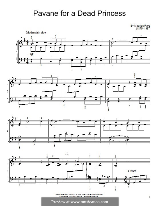 Pavane pour une infante défunte (Pavane for a Dead Princess), M.19: For easy piano by Maurice Ravel