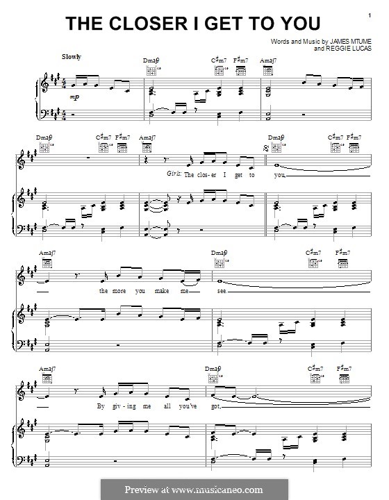 The Closer I Get To You (Beyonce featuring Luther Vandross): For voice and piano (or guitar) by James Mtume, Reggie Lucas