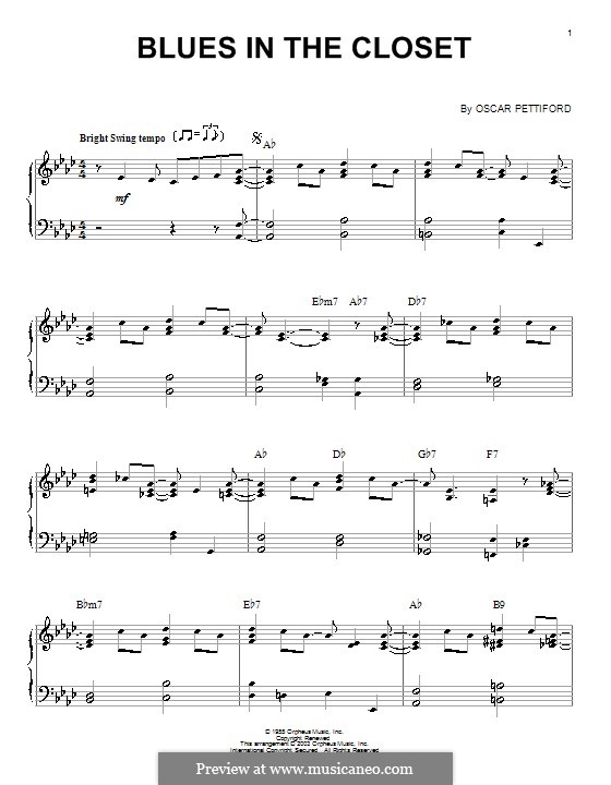 Blues in the Closet: For piano by Oscar Pettiford