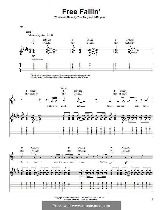 Free Fallin': For guitar with tab by Jeff Lynne