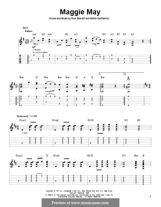 Maggie May: For guitar with tab by Martin Quittenton, Rod Stewart