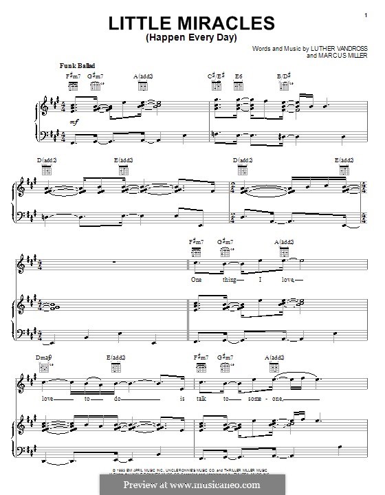 Little Miracles (Happen Every Day): For voice and piano (or guitar) by Marcus Miller