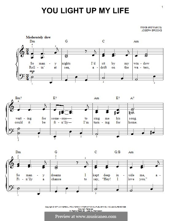 You Light Up My Life: For easy piano by Joseph Brooks