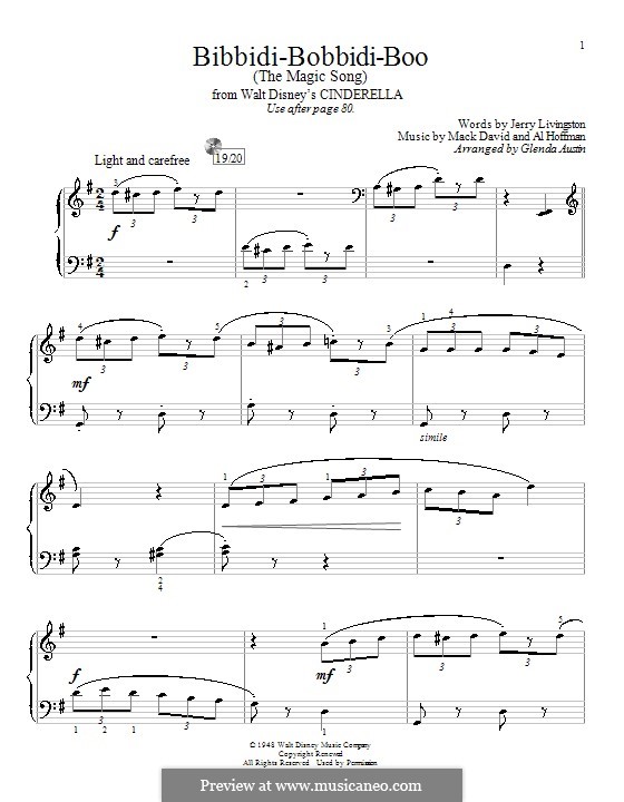 Bibbidi-Bobbidi-Boo (The Magic Song): For piano by Al Hoffman, Mack David