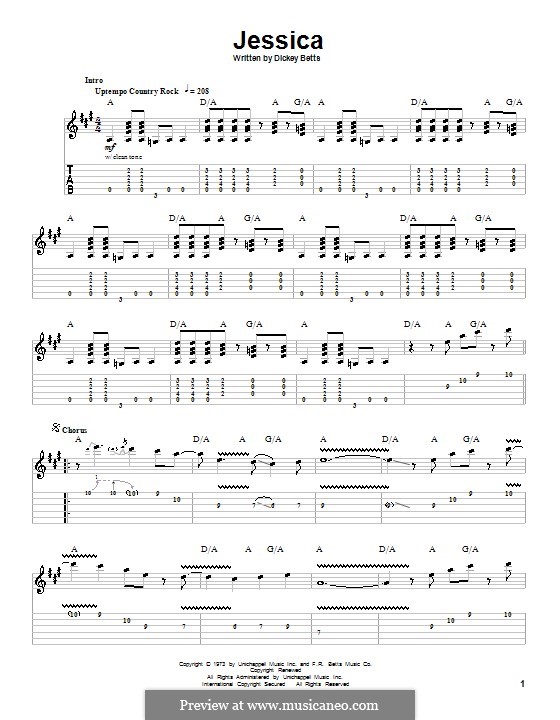 Jessica (The Allman Brothers Band): For guitar with tab by Dickey Betts