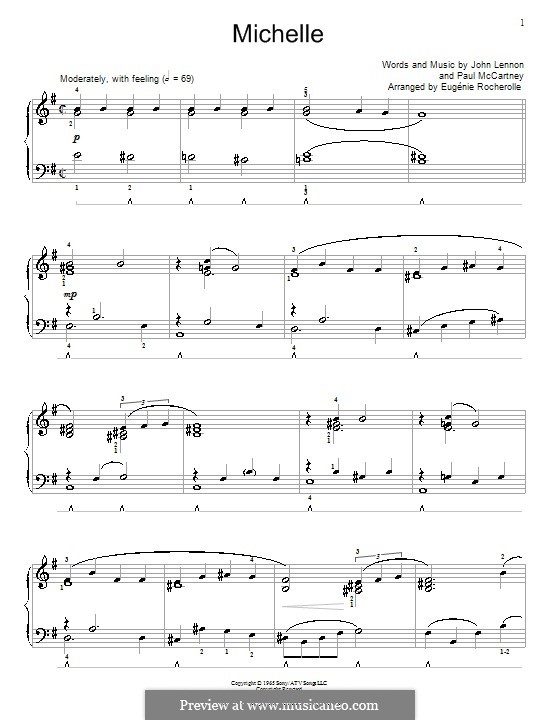 Michelle (The Beatles), for One Instrument: For piano by John Lennon, Paul McCartney