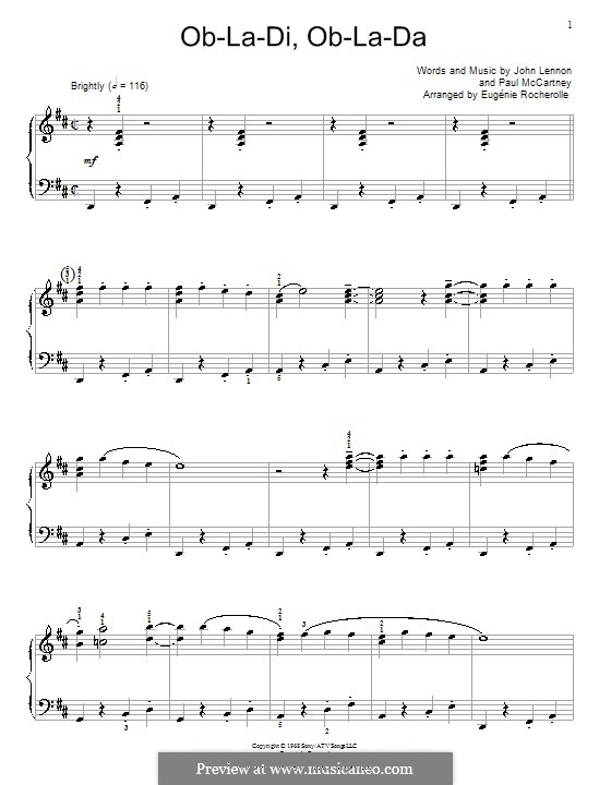 Ob La Di Ob La Da The Beatles For One Instrument By J Lennon P Mccartney On Musicaneo Ob La Di Ob La Da The Beatles For One Instrument By J Lennon P Mccartney On Musicaneo