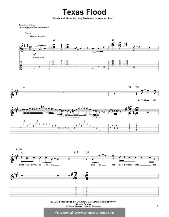 Texas Flood (Stevie Ray Vaughan): For guitar with tab by Joseph W. Scott, Larry Davis