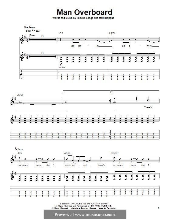 Man Overboard (Blink-182): For guitar with tab by Mark Hoppus, Tom DeLonge