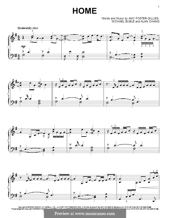 Home: For piano by Alan Chang, Amy Foster-Gillies, Michael Bublé