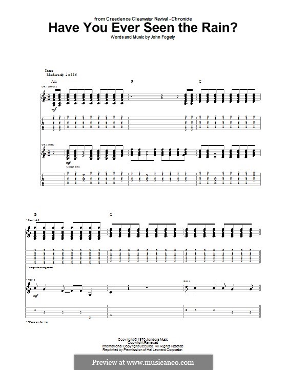 Have You Ever Seen the Rain? (Creedence Clearwater Revival): For guitar with tab by John C. Fogerty