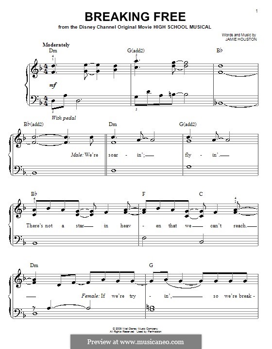 Breaking Free (from High School Musical): For easy piano by Jamie Houston