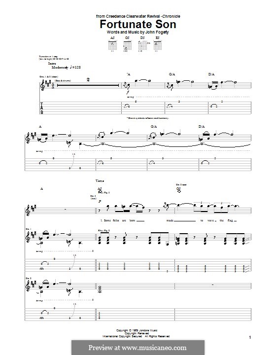 Fortunate Son (Creedence Clearwater Revival): For guitar with tab by John C. Fogerty