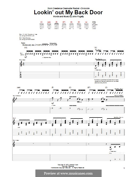 Lookin' Out My Back Door (Creedence Clearwater Revival): For guitar with tab by John C. Fogerty