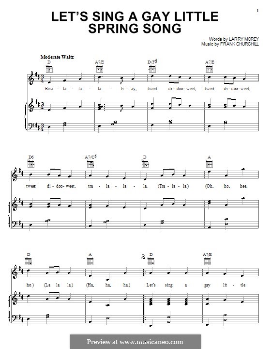 Let's Sing a Gay Little Spring Song (from Bambi II): For voice and piano (or guitar) by Frank Churchill