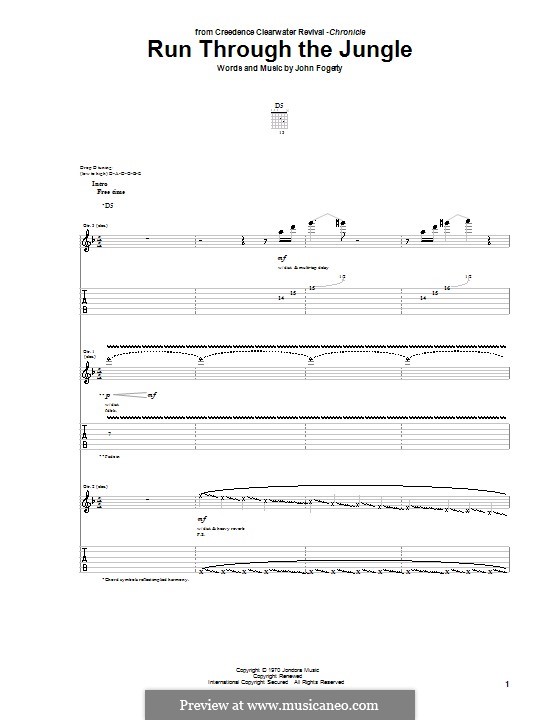 Run Through the Jungle (Creedence Clearwater Revival): For guitar with tab by John C. Fogerty