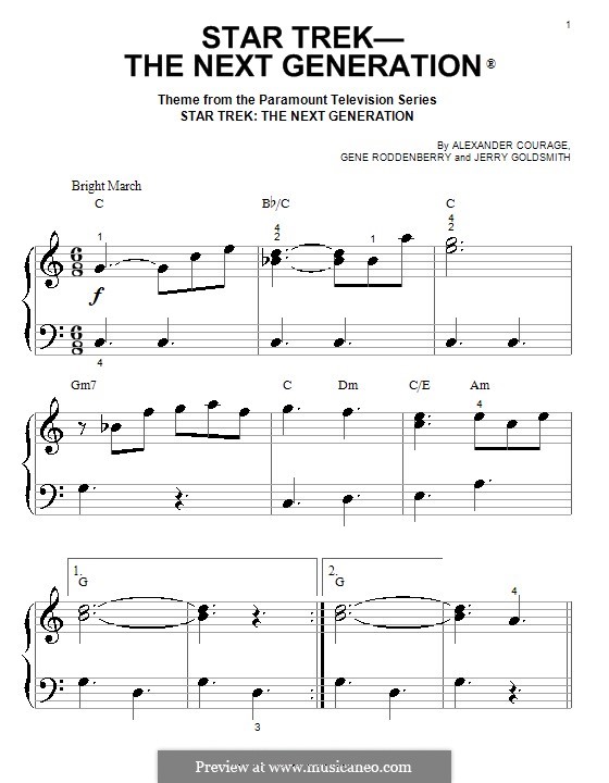 Star Trek. The Next Generation: For piano by Alexander Courage, Gene Roddenberry, Jerry Goldsmith