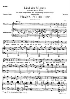 Lied der Mignon (Song of Mignon), D.359: D minor by Franz Schubert