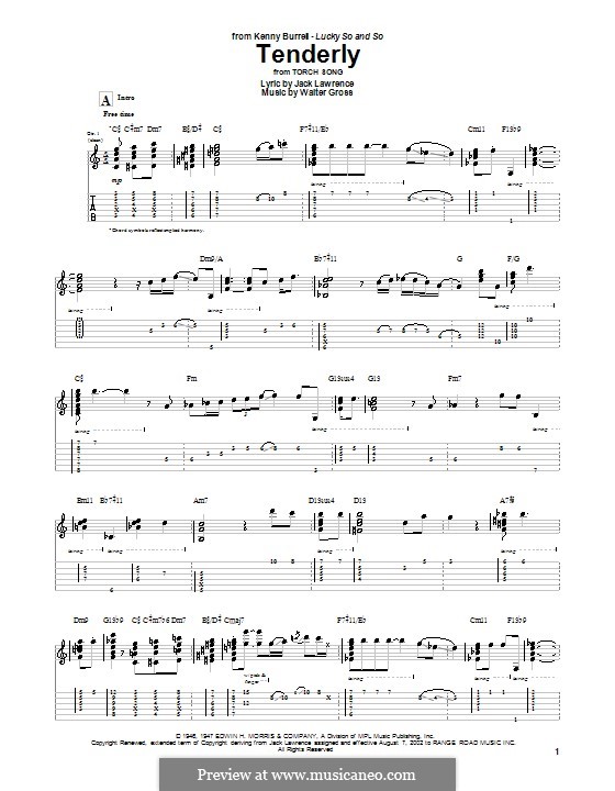 Tenderly: For guitar with tab by Walter Gross