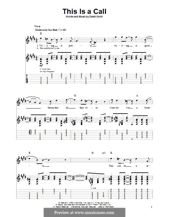 This Is a Call (Foo Fighters): For guitar with tab by David Grohl