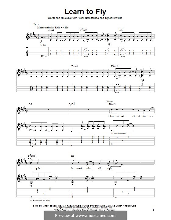 Learn To Fly (Foo Fighters): For guitar with tab by David Grohl, Nate Mendel, Taylor Hawkins