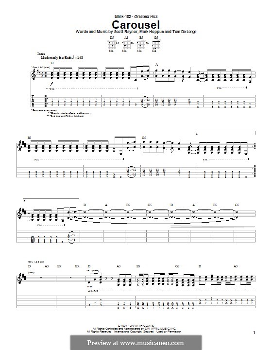 carousel blink 182 by m hoppus s raynor t delonge on musicaneo blink 182 sheet music