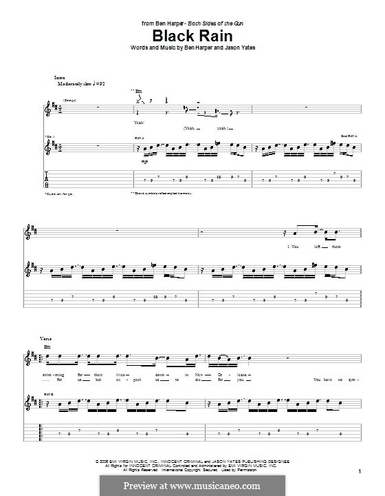 Black Rain: For guitar with tab by Jason Yates