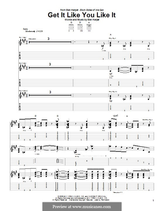 Get It Like You Like It: For guitar with tab by Ben Harper