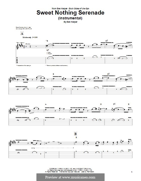 Sweet Nothing Serenade (Instrumental): For guitar with tab by Ben Harper