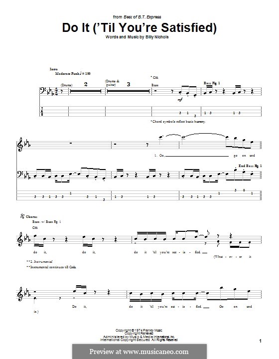 Do It ('Til You're Satisfied): For bass guitar with tab by Billy Nichols