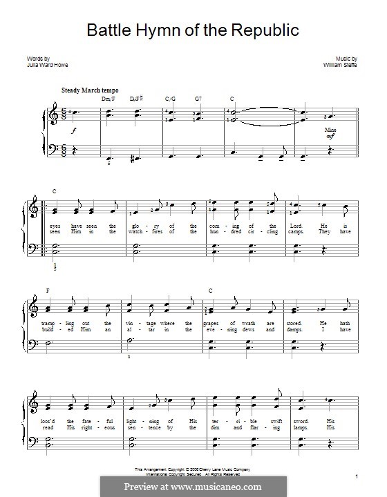 Battle Hymn of the Republic: For easy piano by William Steffe