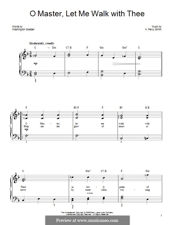 O Master, Let Me Walk with Thee: For easy piano by H. Percy Smith