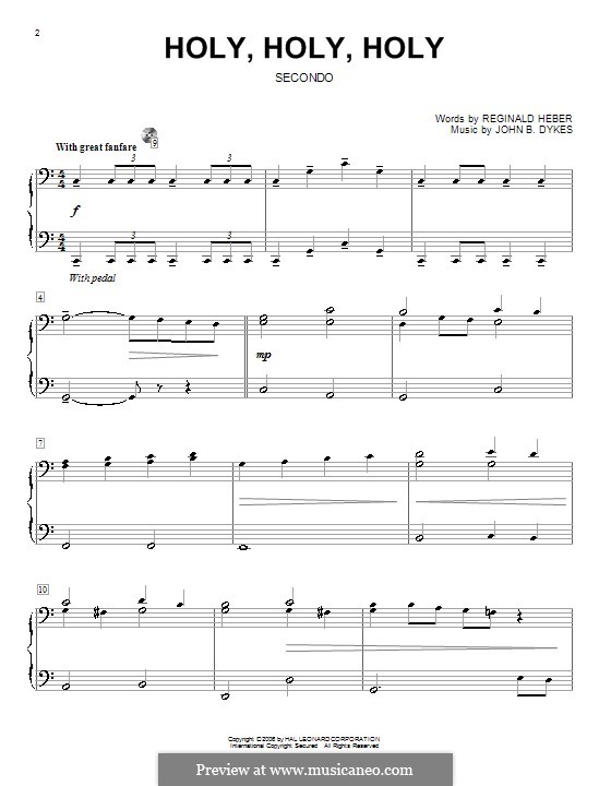 Holy, Holy, Holy! Lord God Almighty: For piano four hands by John Bacchus Dykes